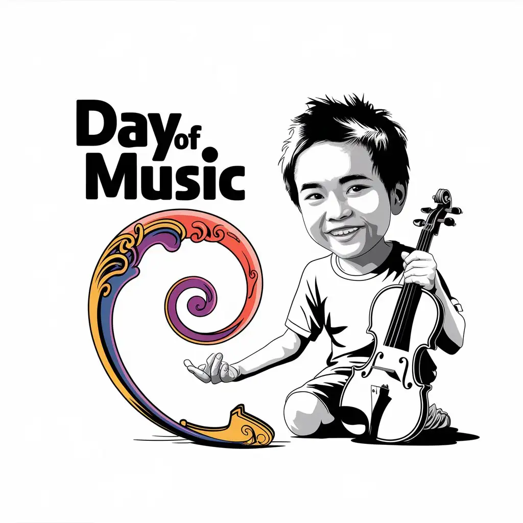 LOGO-Design-for-Day-of-Music-Animated-Boy-with-Violin-and-Key-in-Vibrant-Colors