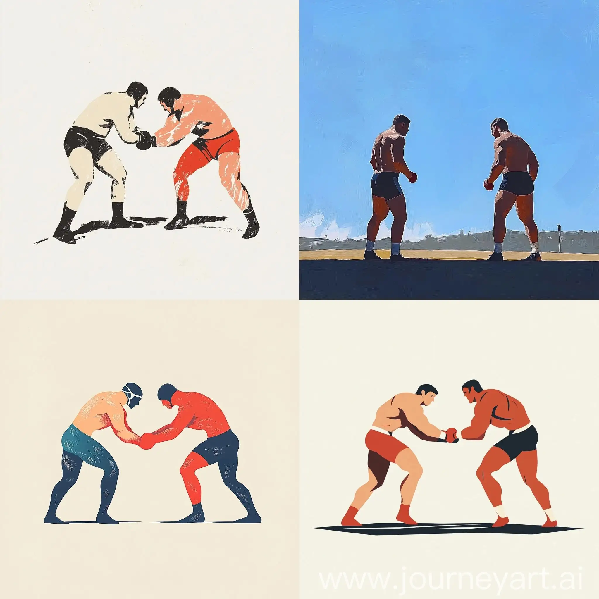 Minimalist-Wrestlers-in-Wrestling-Field