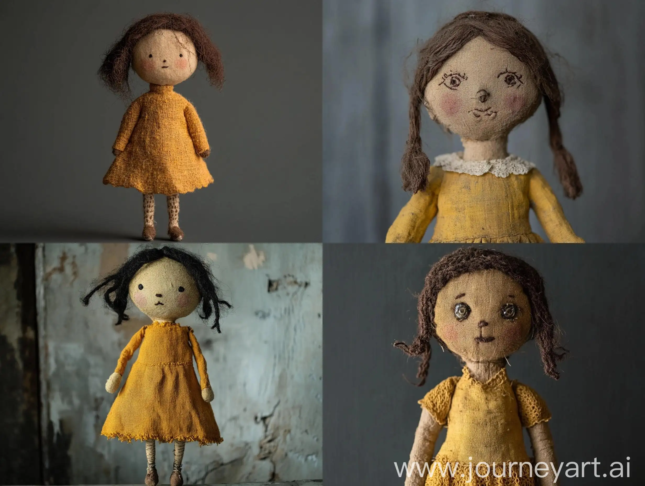 Brown-Wool-Doll-in-Yellow-Sulfuric-Dress