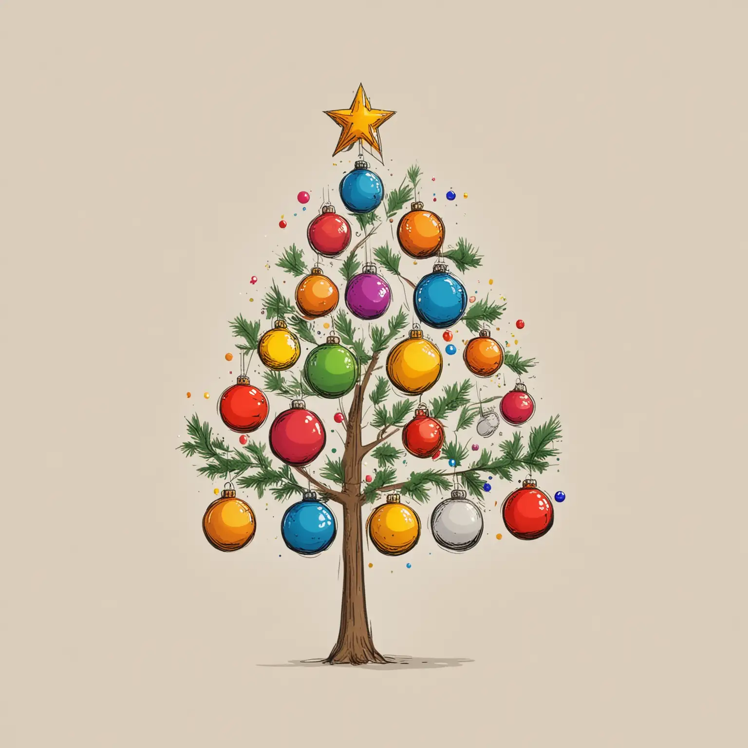 Colorful Christmas Baubles Tree Design