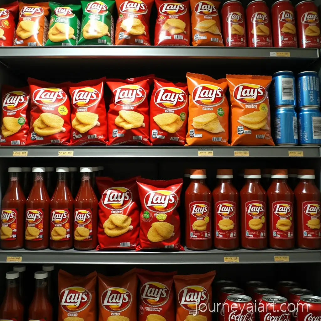 Store-Shelf-with-Bags-of-Chips-Bottles-of-Ketchup-and-Cans-of-Soda