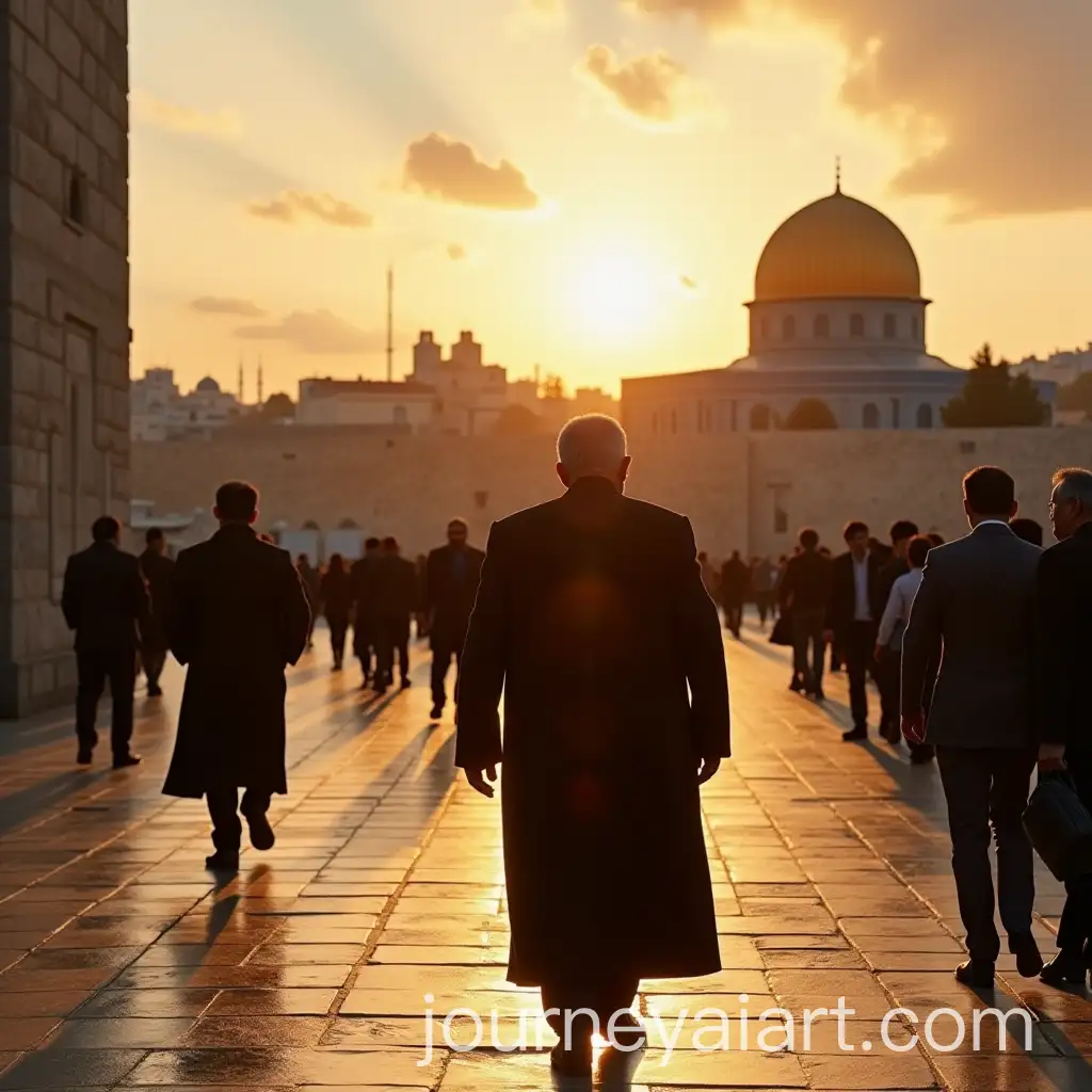 Sayyed-Hassan-Nasrallah-Walking-in-the-Courtyard-of-the-Dome-of-the-Rock-Mosque-at-Sunset