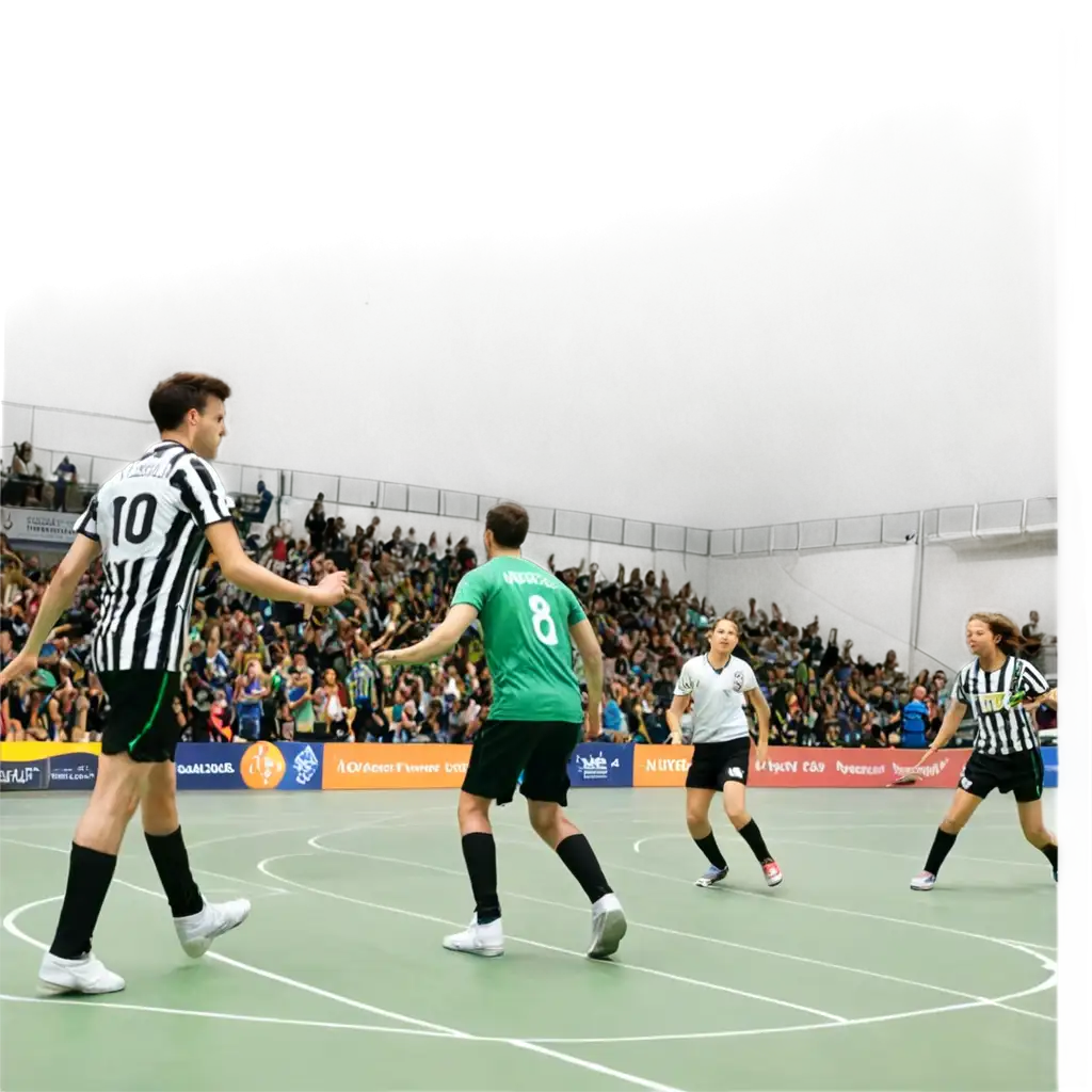 Futsal-Goal-Scoring-Moment-in-HighQuality-PNG-Black-and-White-vs-Green-and-Blue-Teams