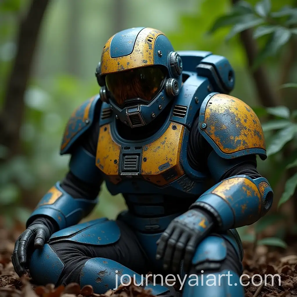Abandoned-Space-Marine-Suit-in-Jungle-with-Scratches-and-Faded-Colors