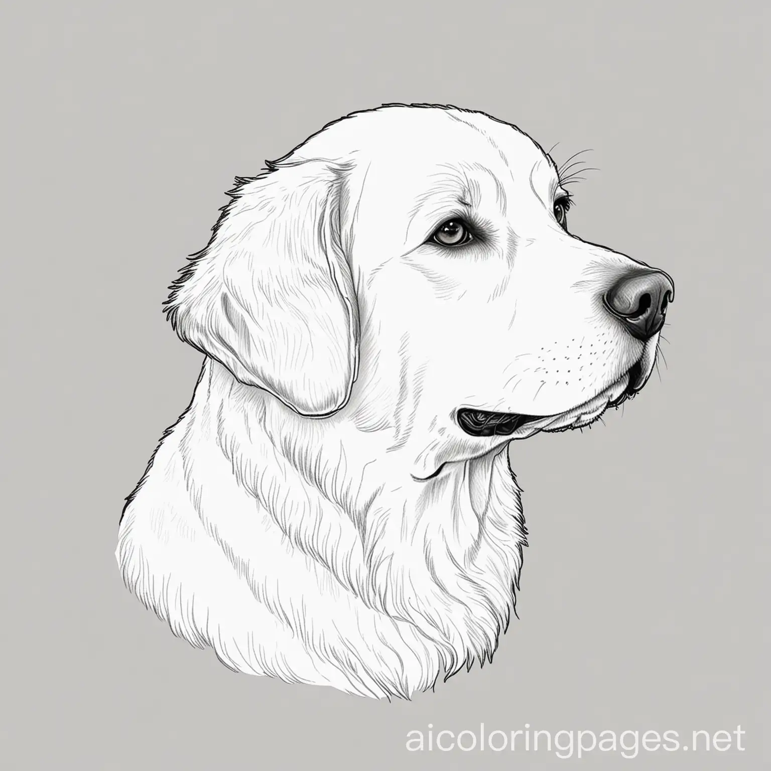 Simple-Black-and-White-Coloring-Page-Featuring-a-Golden-Retriever