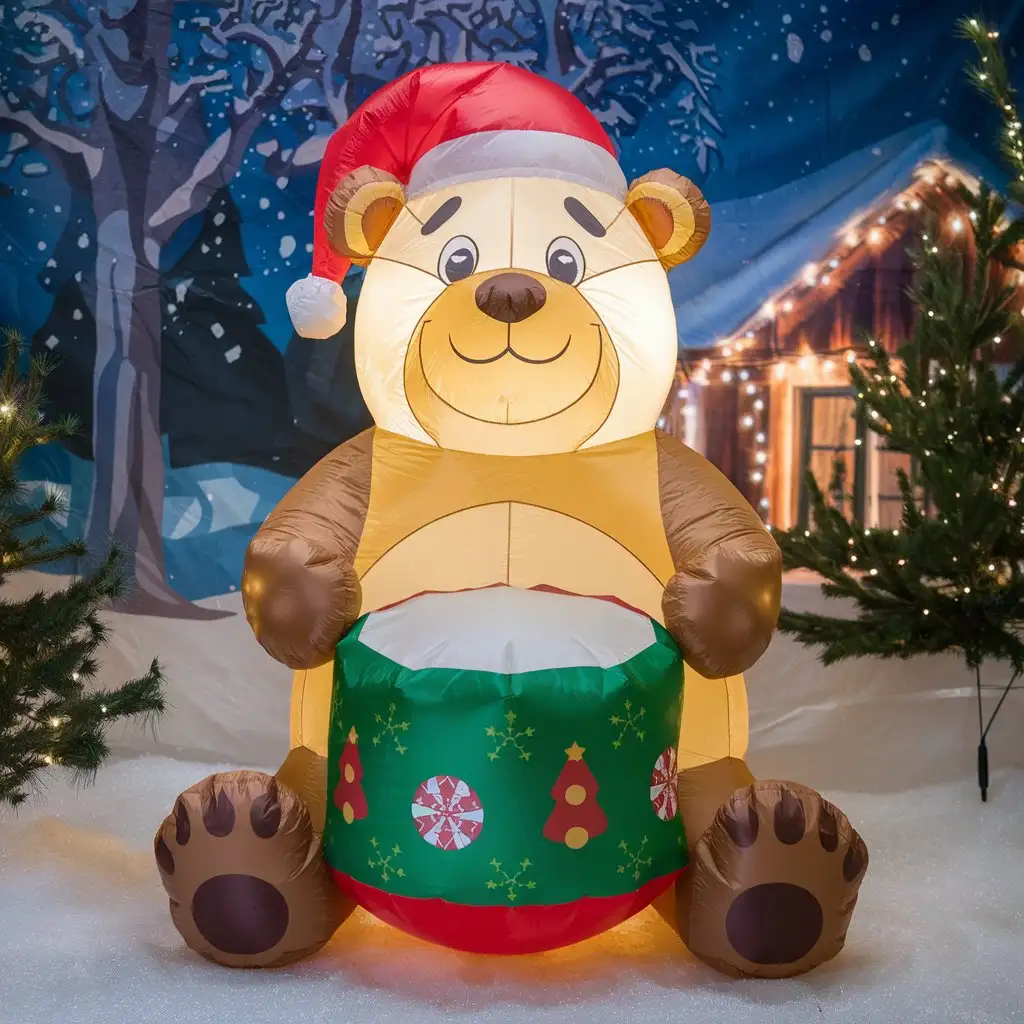 Festive-Christmas-Inflatable-Toy-Bear-Drumming-in-Plush-Fabric