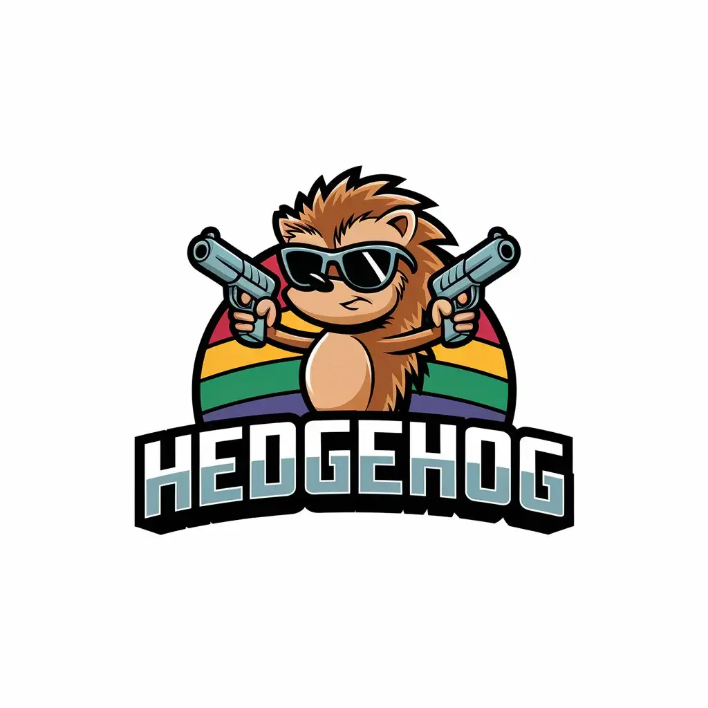 LOGO-Design-For-Hedgehog-Double-Guns-Sunglasses-Rainbow-Sun-Theme