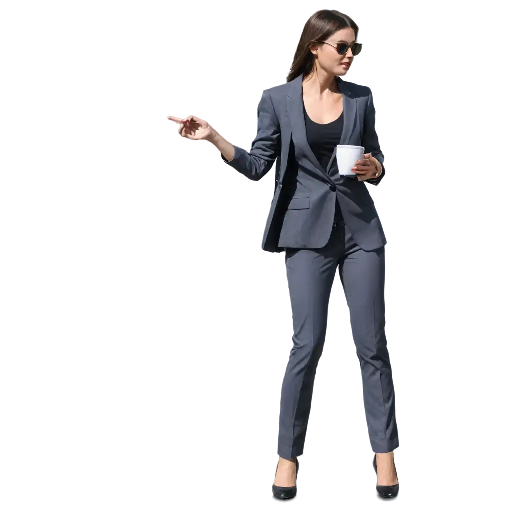 Realistic-PNG-Image-of-a-Woman-in-a-Business-Suit-Holding-Coffee-Back-View