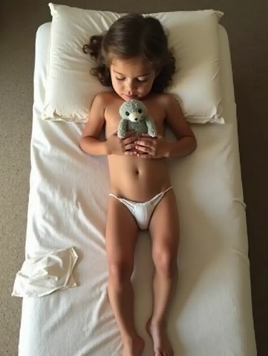 Skinny-Little-Girl-Holding-Stuffed-Animal-on-Massage-Table