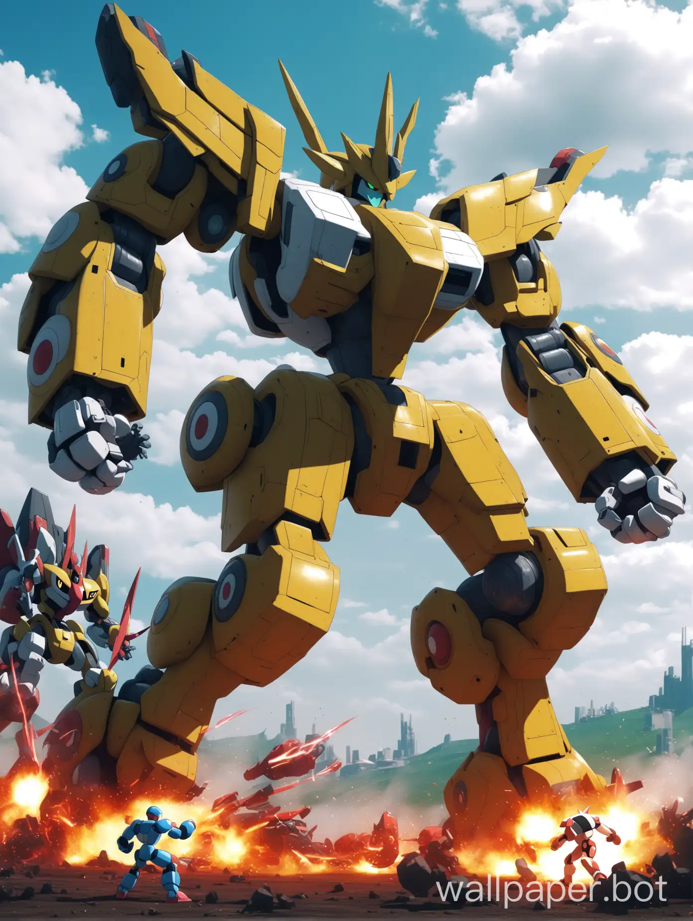 4K Pokemon fighting giant Mech