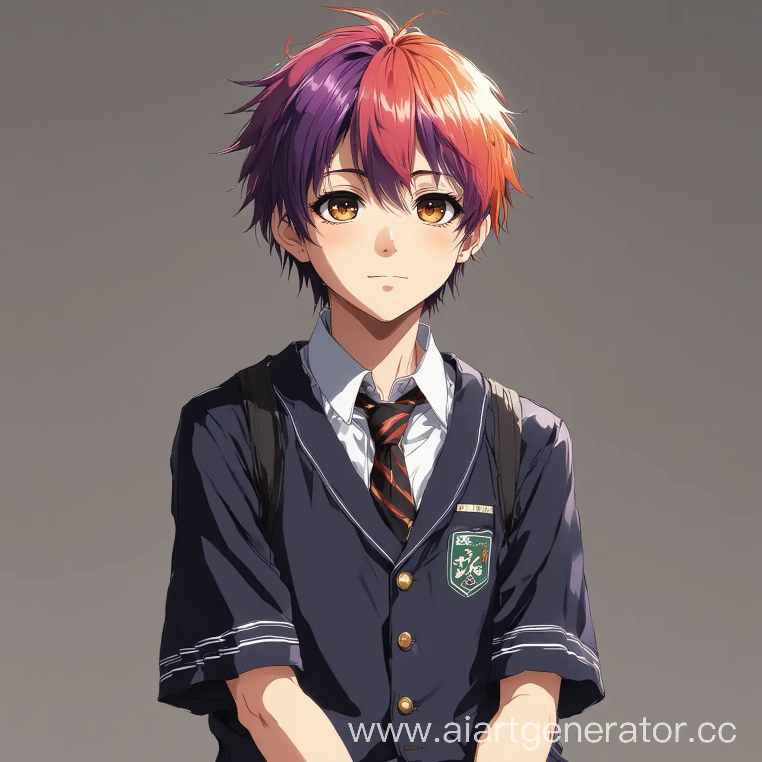 Anime-Boy-in-Unusual-School-Uniform-with-Colorful-Hair