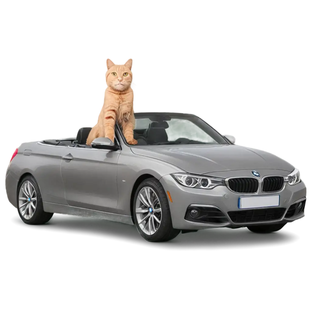 cat driving a bmw 330i