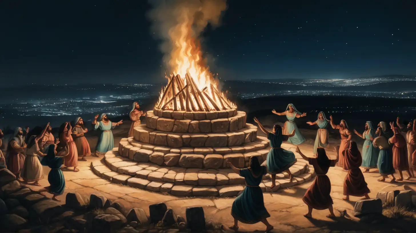 Ancient Ritual Nighttime Dance around a Sacred Pyre