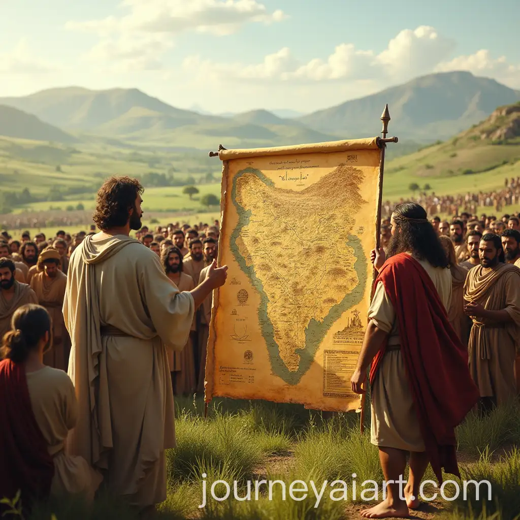 Joshua-Standing-Before-Israelites-Assigning-Portions-of-the-Promised-Land