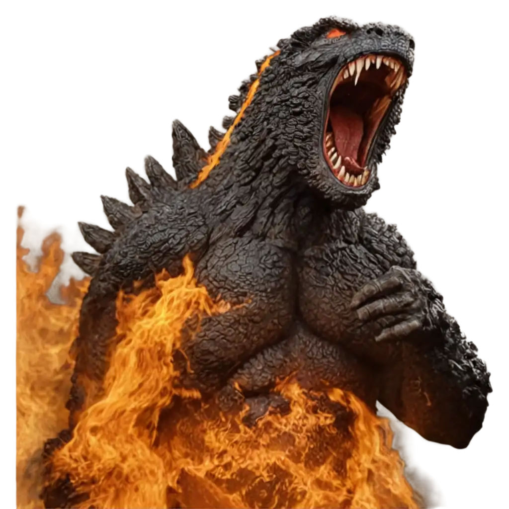 PNG-Image-Godzilla-Breathing-Fire-to-Defeat-a-Giant-Monster