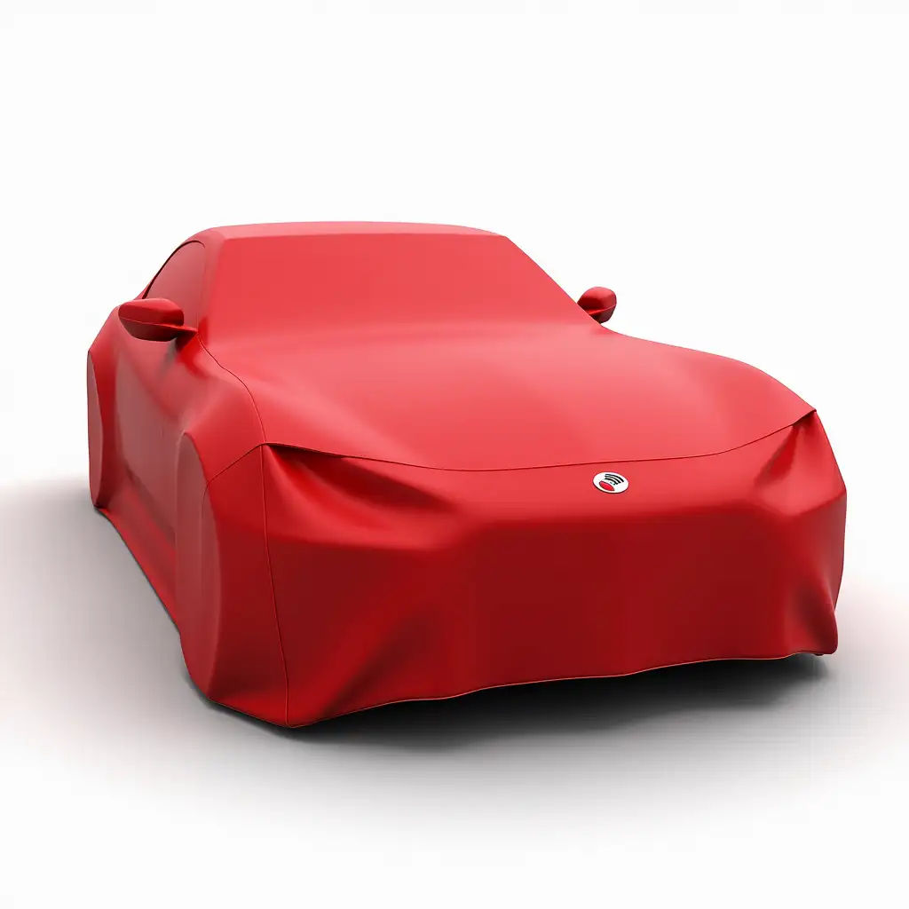 Car covered by red cover transparent png high quality