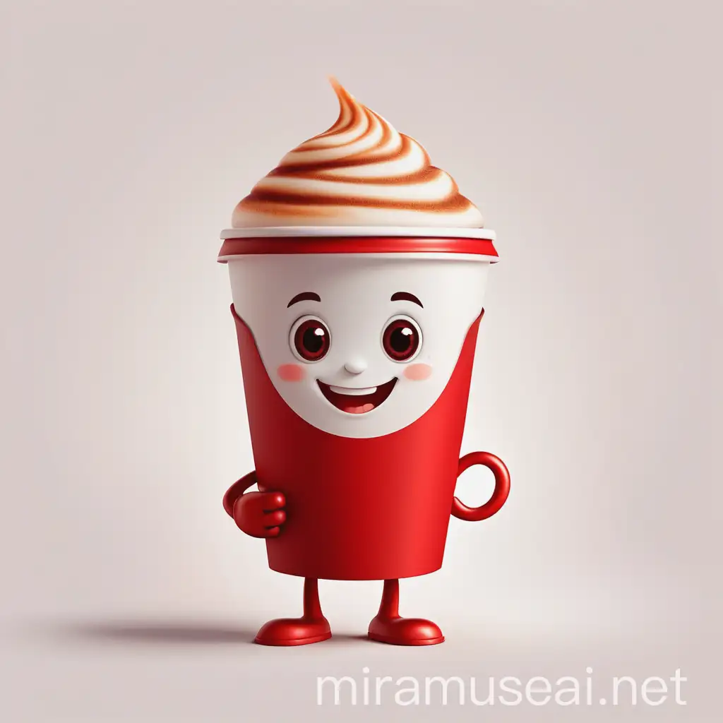 Smiling Red Cup of Coffee Character