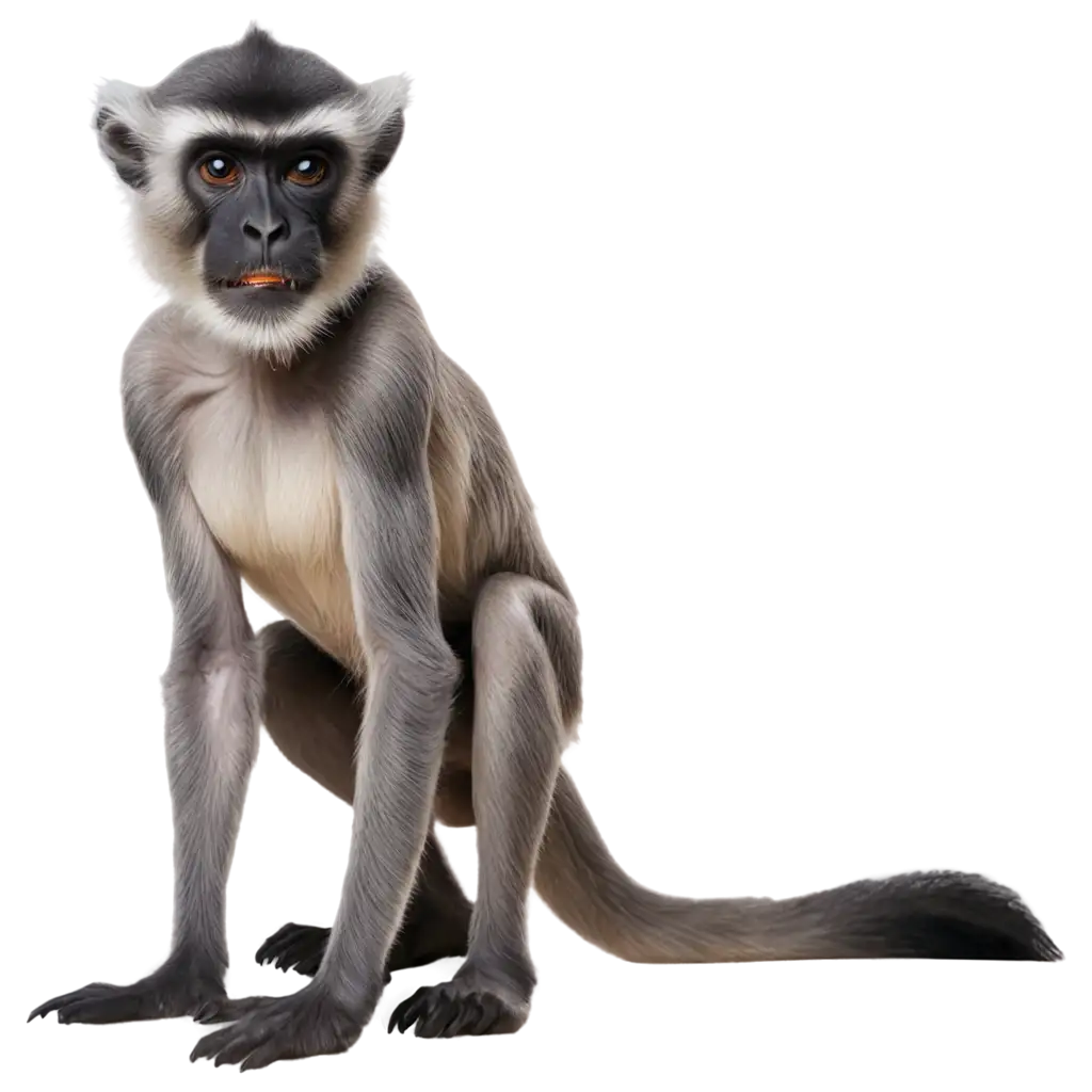GreyAI-Art-Prompt-Analysis-Langur-Full-Body-PNG-with-Tail-Facing-Forward-for-Clear-Visual-Appeal