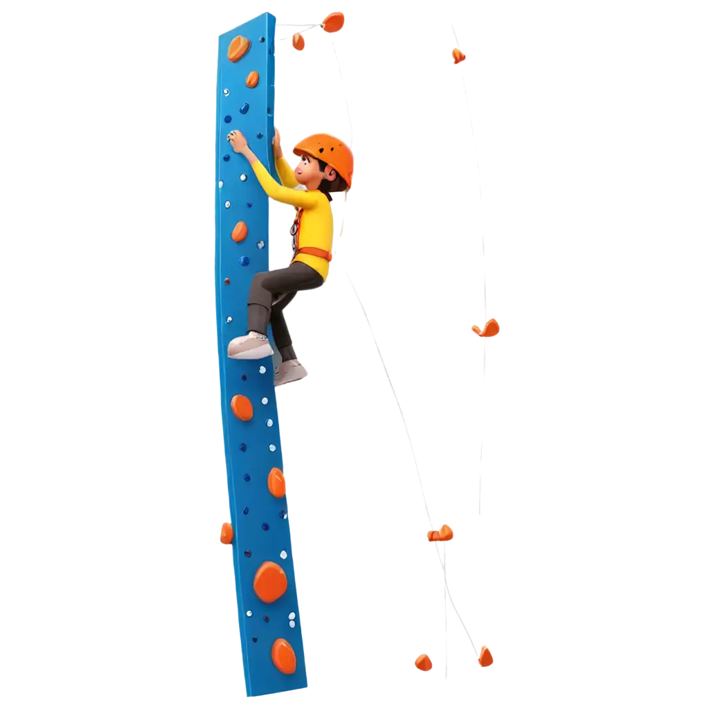 kids rock climbing wall, 3d illustration