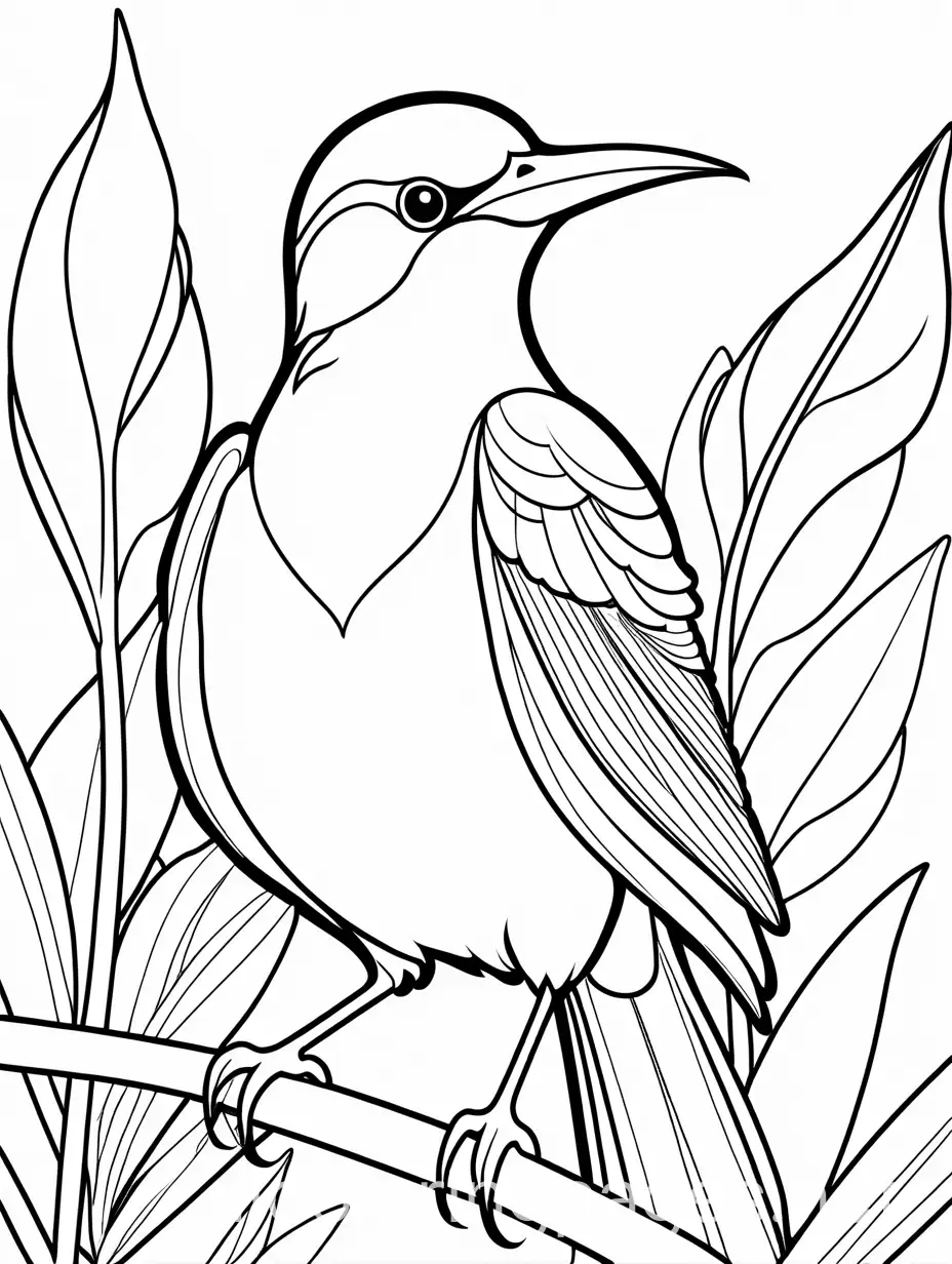 Simple-Cute-Cartoon-Adorable-CendrawasihBird-of-Paradise-Coloring-Page