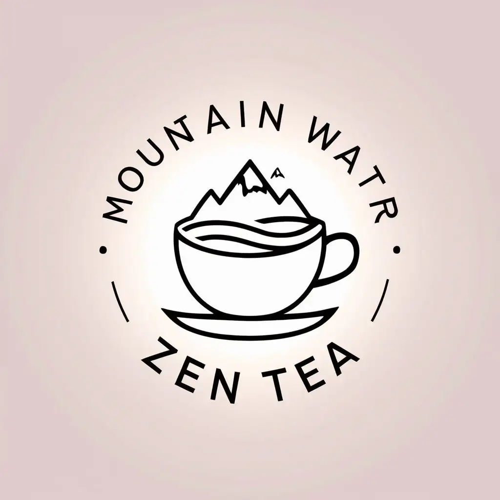 a vector logo design,with the text "mountain water Zen tea", main symbol:teacup mountain water,Minimalistic,be used in Retail industry,clear background