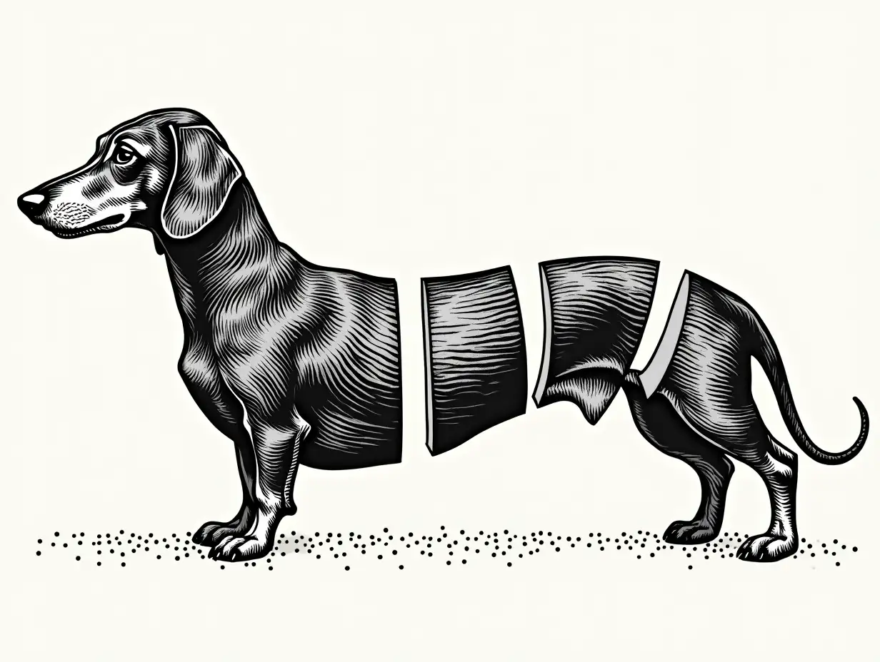 Detailed-Woodcut-Illustration-of-a-Long-Dachshund-in-Slices