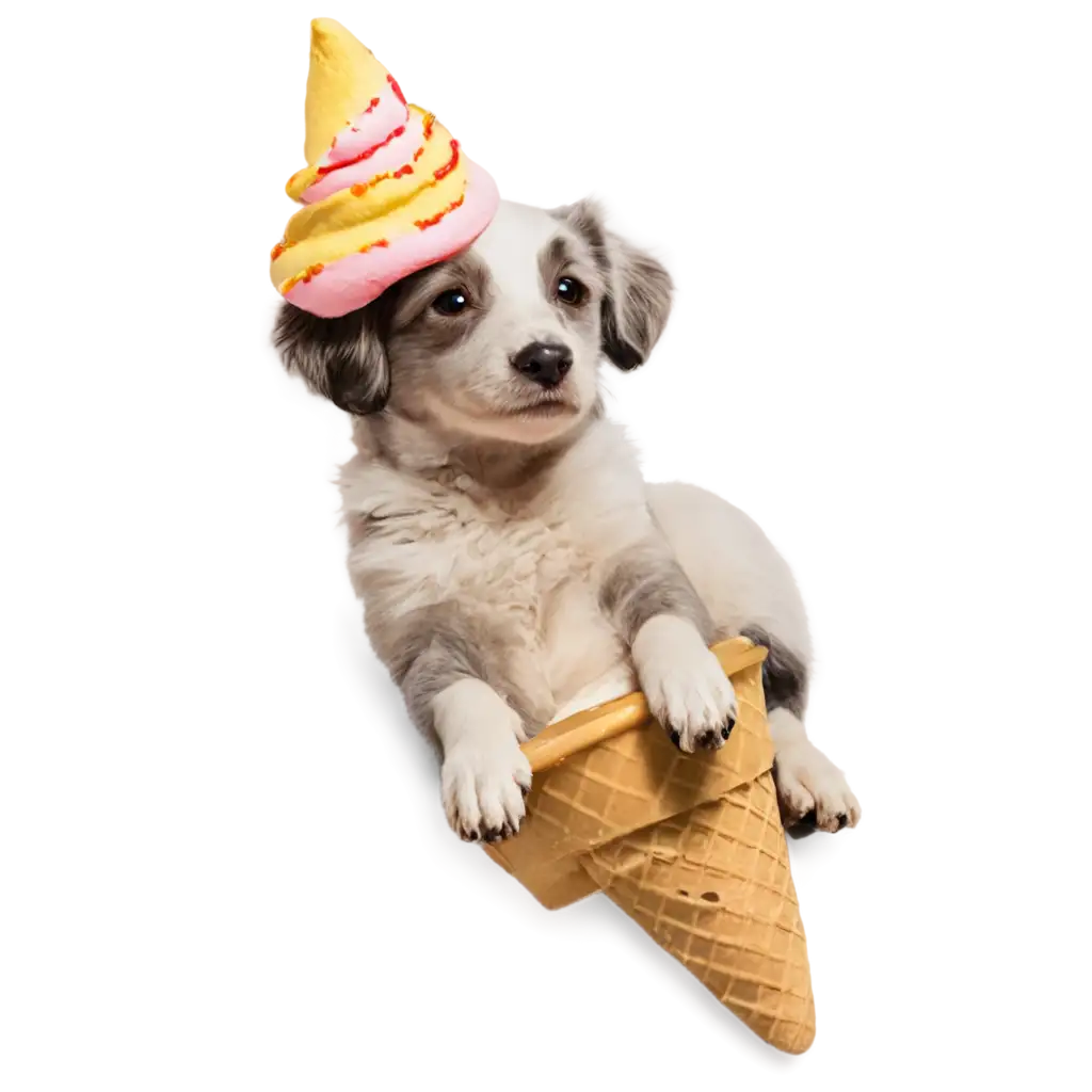 Cute-Dog-Lying-on-Ice-Cream-PNG-Image-for-Playful-and-Whimsical-Designs