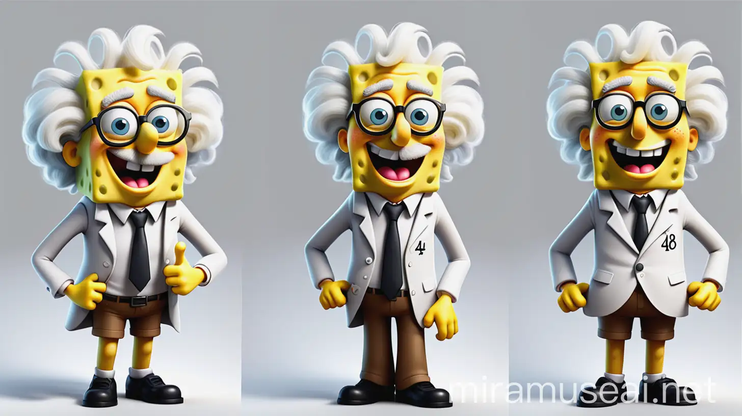 Inventive Cartoon Scientist with Unique Style and Expressions