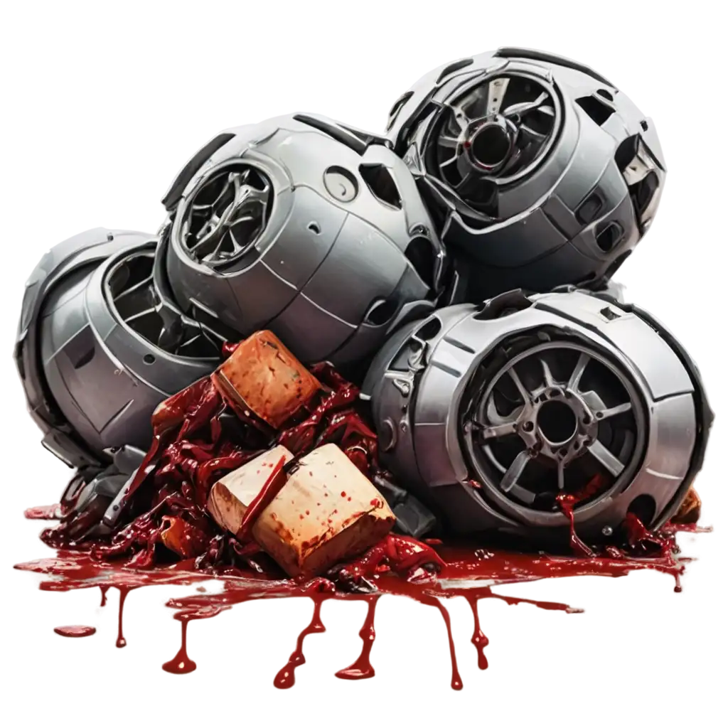 PNG-Image-Usage-ScenariosBloodCovered-Trash-Robots-PNG-Disturbing-PostApocalyptic-Imagery-for-Graphic-Designs