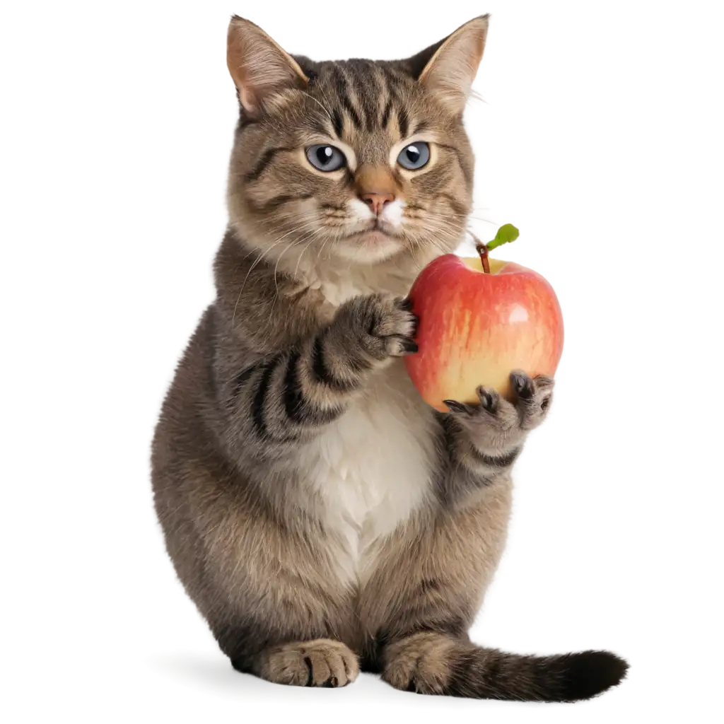 Cat-Eats-Apple-PNG-Image-HighQuality-Transparent-PNG-for-Creative-Use