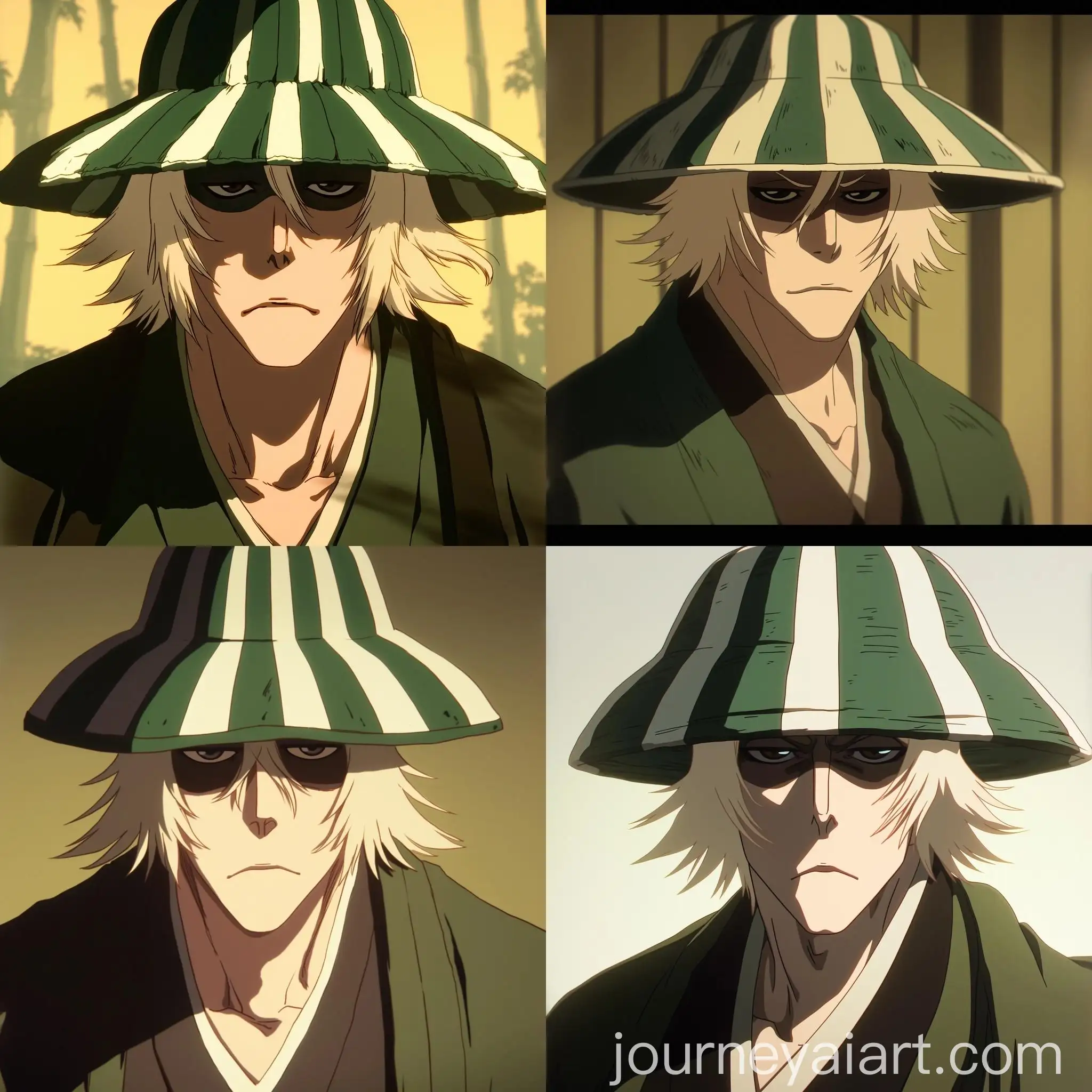 Kisuke-Urahara-Anime-Character-in-Green-Kimono-and-Bucket-Hat
