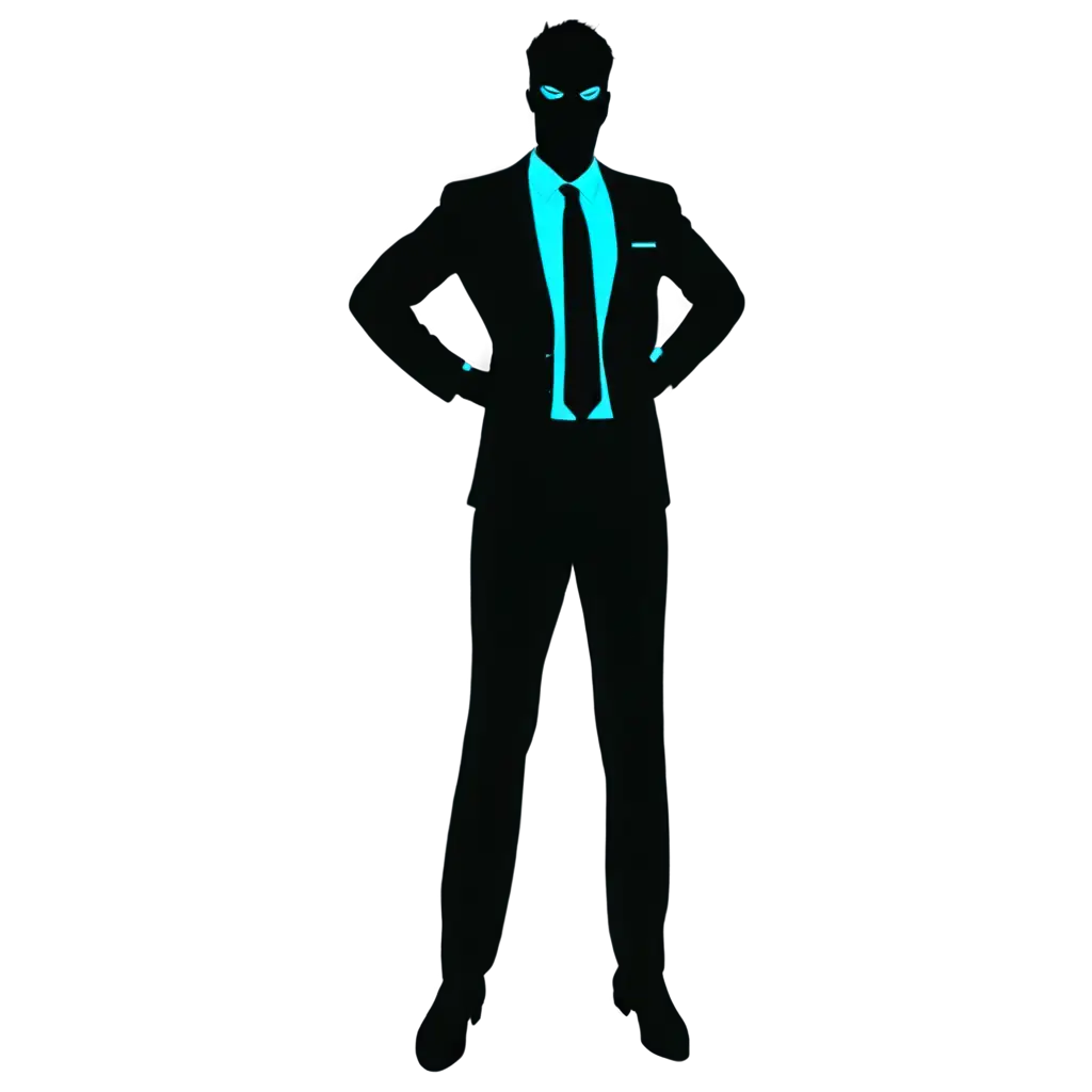 Confident-Superhero-Pose-Silhouette-PNG-Professional-Empowering-Design-with-Cyan-Glow-Outline