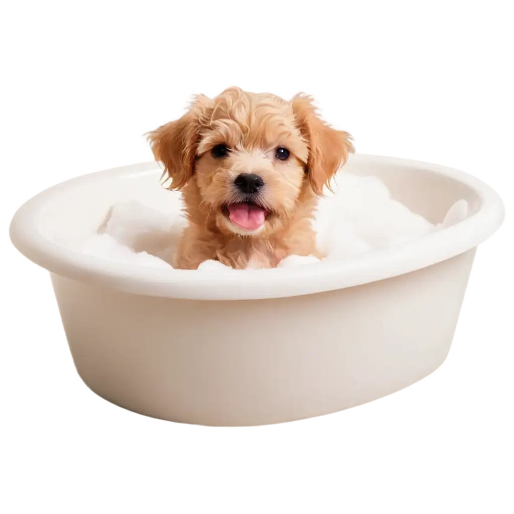 Adorable-Puppy-Dog-with-Fur-in-Bath-with-Lots-of-Foam-PNG-Image