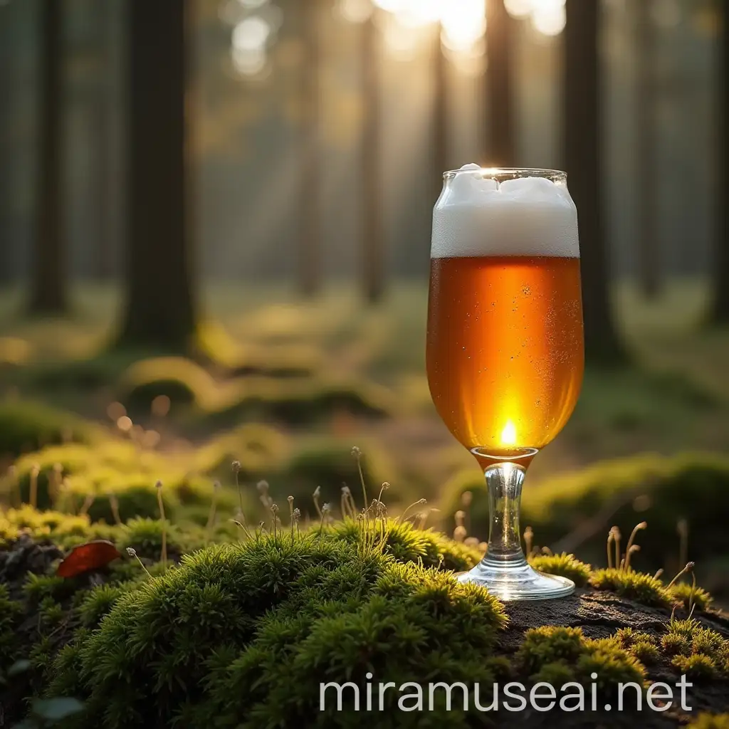 Can of Beer and Glass on Finnish Forest Moss