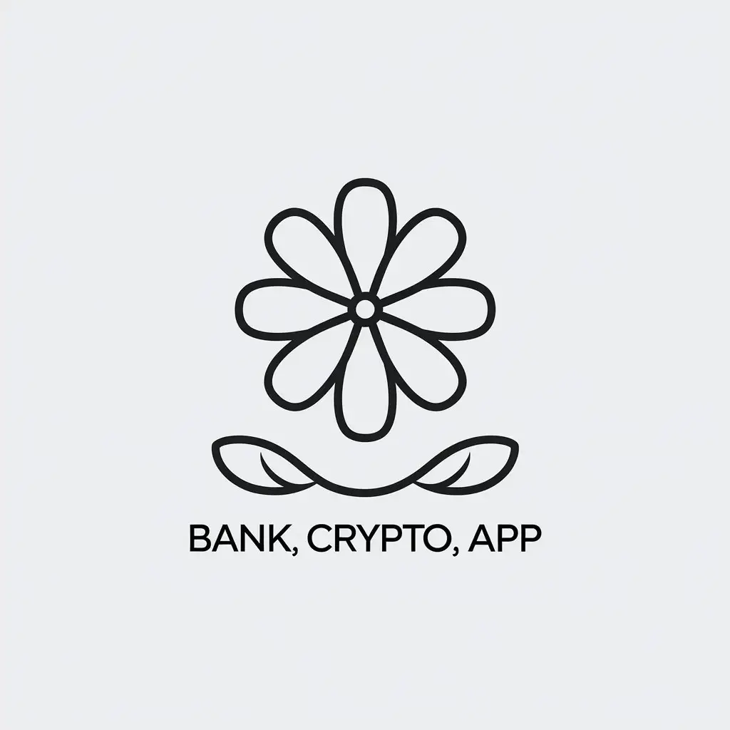 LOGO Design for Bank Crypto App Minimalistic Flower Symbol for Finance Industry