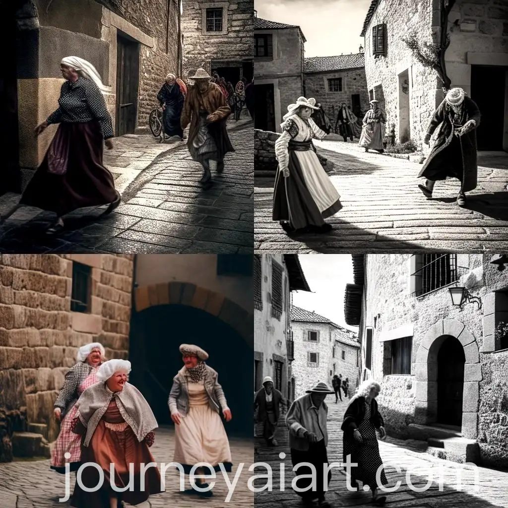 Smiling-Prisoner-Guided-by-18th-Century-Soldiers-in-Old-European-Town