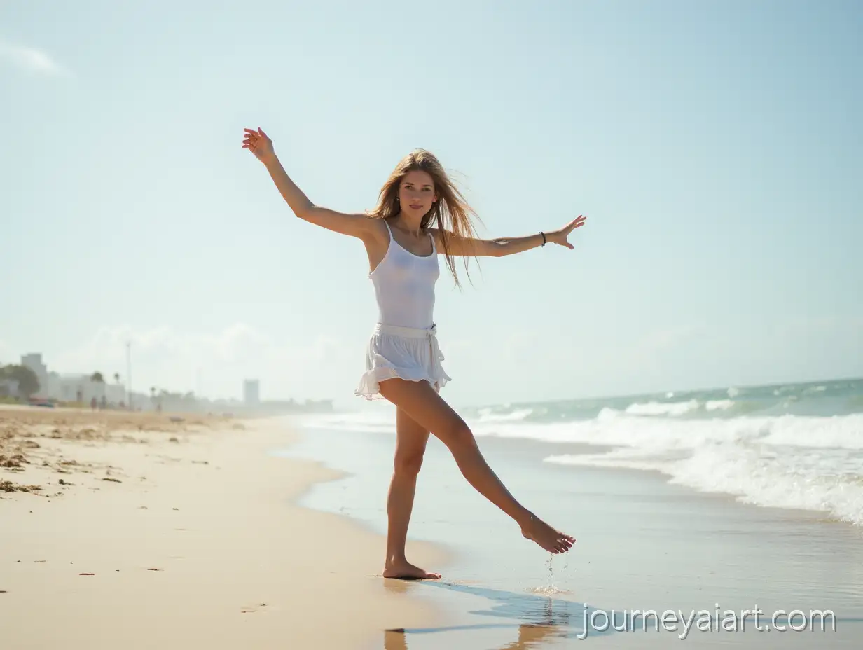 Young-Girl-Dancing-Joyfully-on-a-Sunny-Beach-at-Sunset