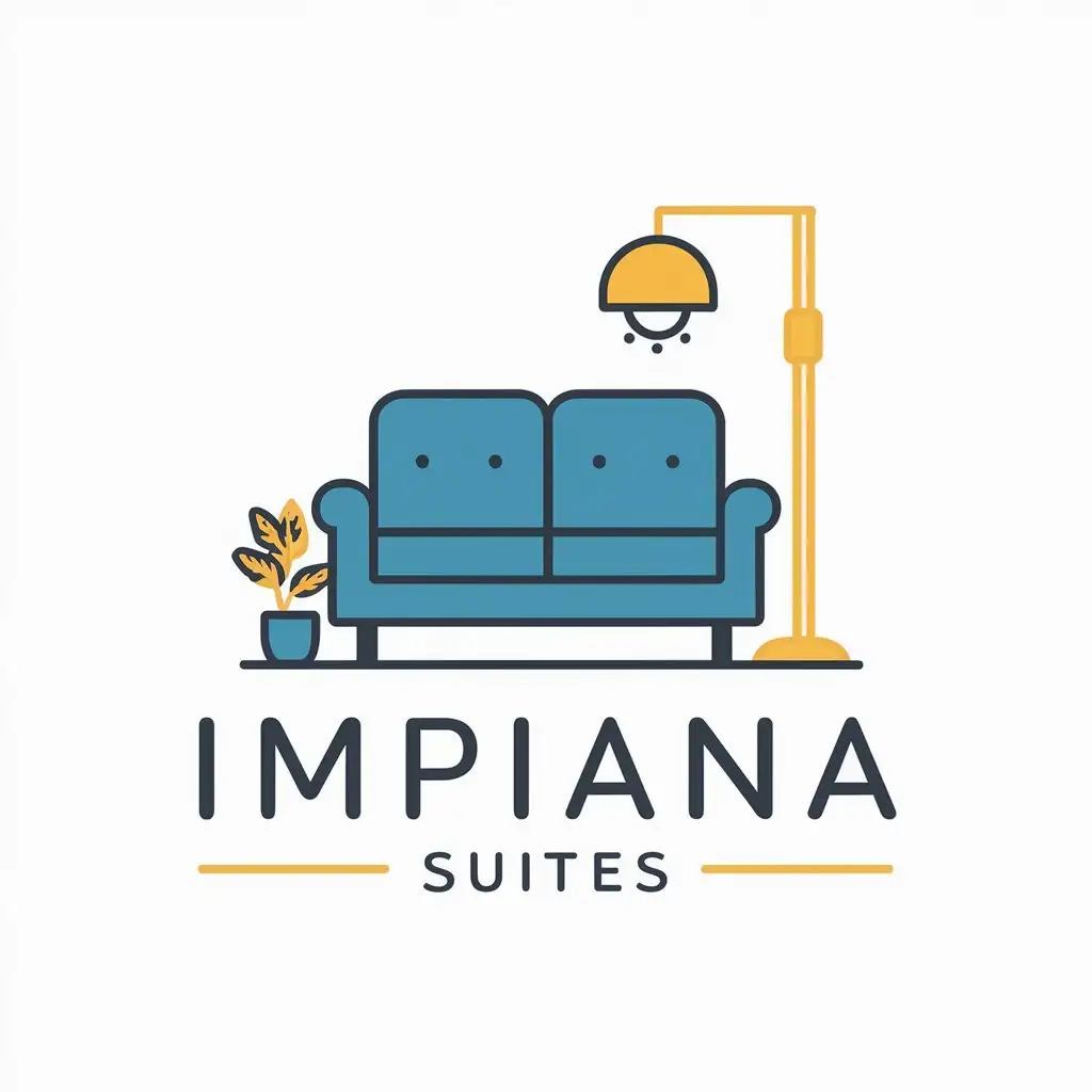 LOGO-Design-for-Impiana-Suites-Single-Sofa-Blue-and-Stand-Lamp-Yellow-on-White-Background