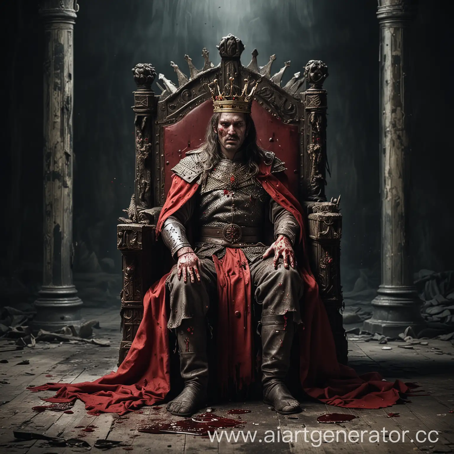 Lonely-King-on-Throne-with-Bloodied-Hands