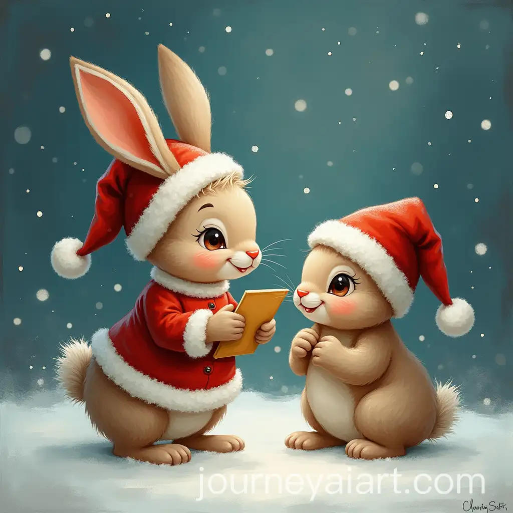 Baby-Rabbit-Posting-Letter-to-Santa-Claus-in-Winter-Wonderland