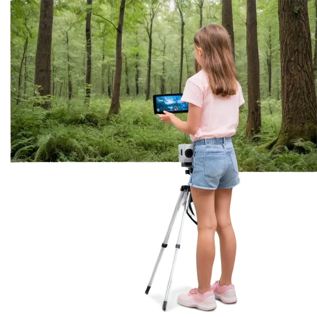 PNG-Image-Android-Projector-Displaying-Natural-Forest-View-with-Young-Girl