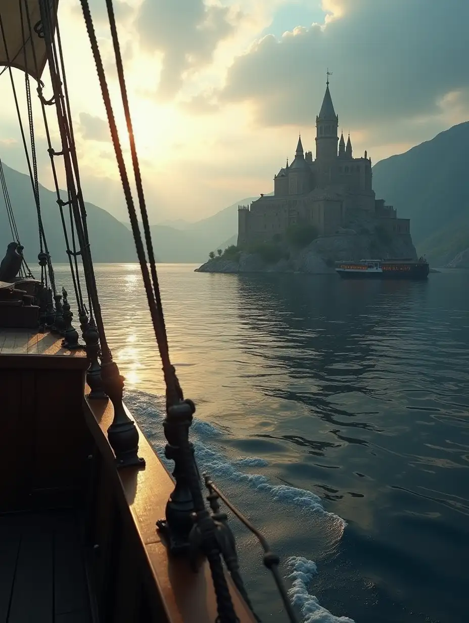 FirstPerson-View-from-a-Galleon-Approaching-the-Majestic-City-of-Three-Hills-at-Dawn