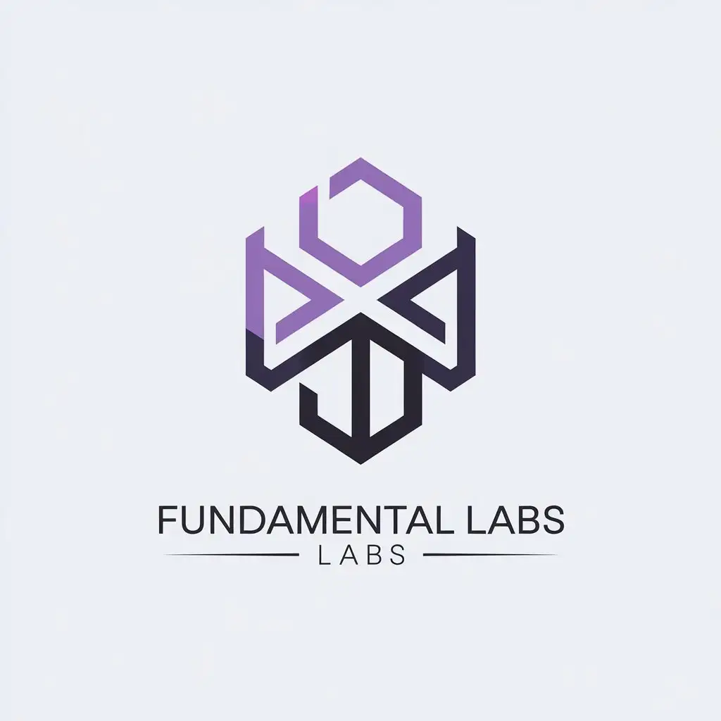 LOGO Design for Fundamental Labs Simple Geometric Shapes with Purple and Black for AI Company