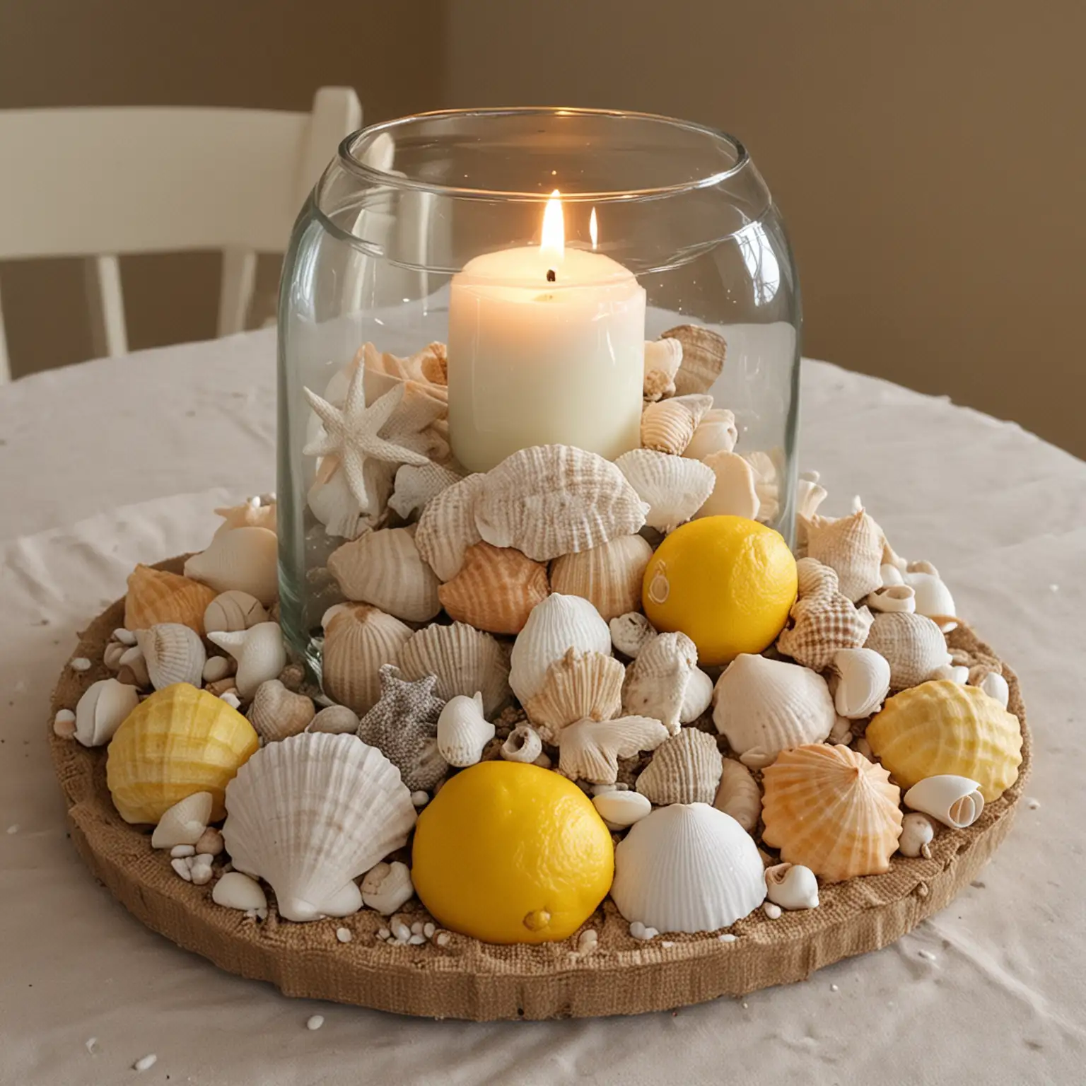 DIY-Beach-Theme-Centerpiece-with-Lemons-and-Seashells