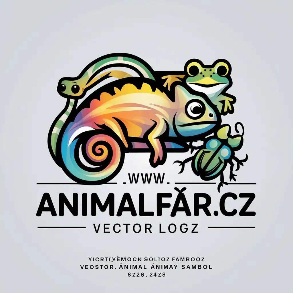 LOGO Design for AnimalFarmcz Chameleon Frog Beetle and Snake in a Complex NatureInspired Theme