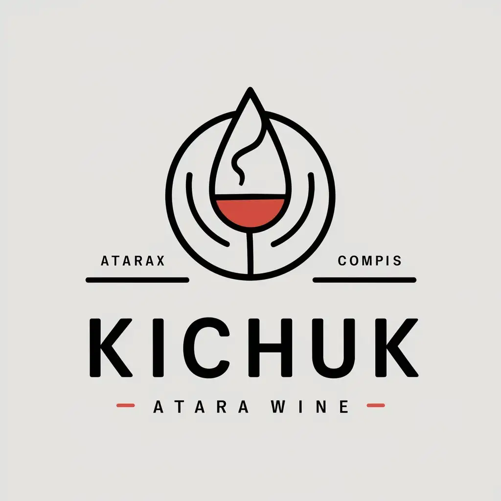 a vector logo design,with the text "Kichuk", main symbol:Wine, Atarax tablets packaging, IT,complex,be used in It industry,clear background