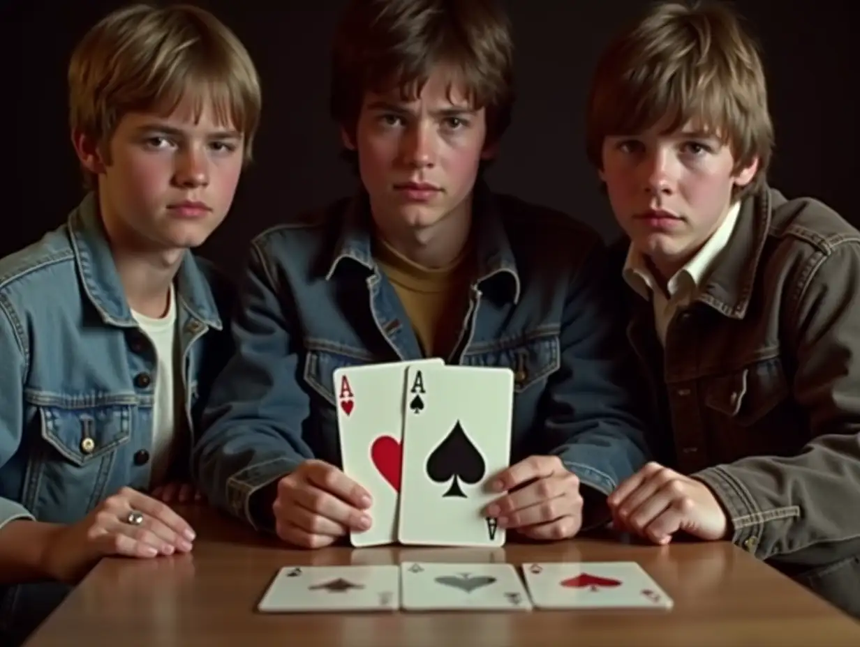 Three-Young-Bad-Boys-in-60s-Style-with-Four-Aces-on-the-Table