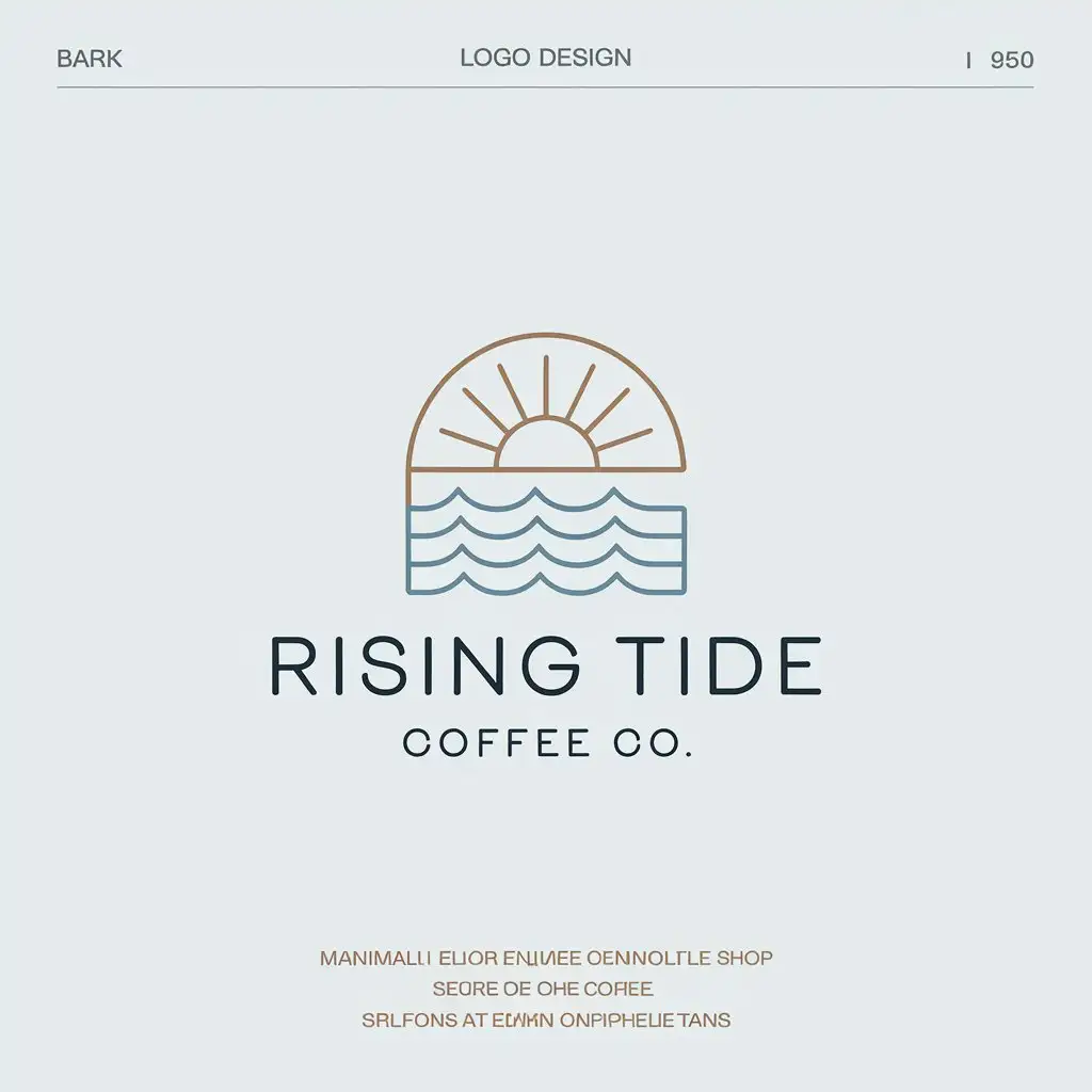 LOGO Design for Rising Tide Coffee Co Minimalist SurfInspired with Soft Blues Earthy Tones