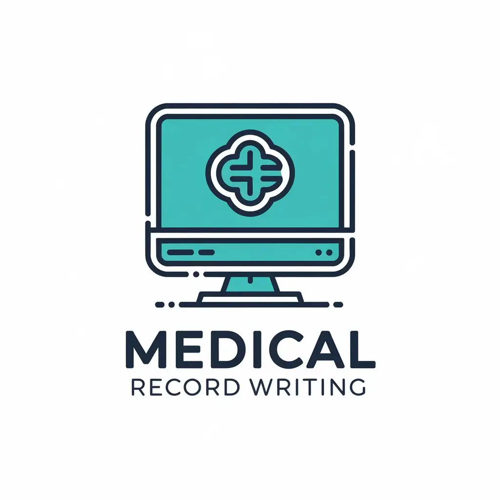 LOGO-Design-for-Medical-Record-Writing-Computer-Symbol-in-Moderate-Blue-with-Clear-Background