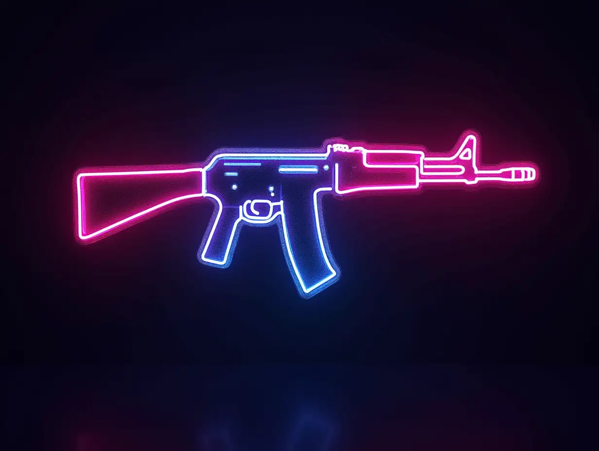 Create ak 47 gun neon colour